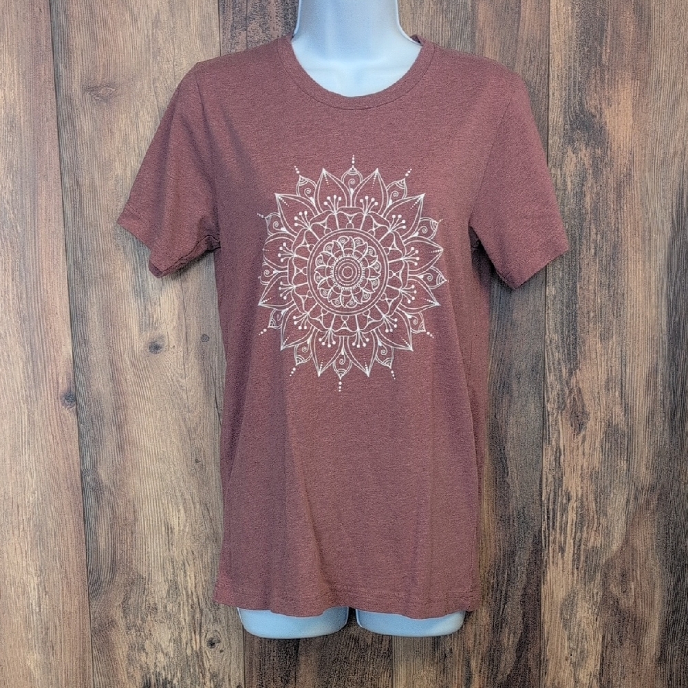 Bella Canvas Elegant Mandala Graphic Pink Tee S